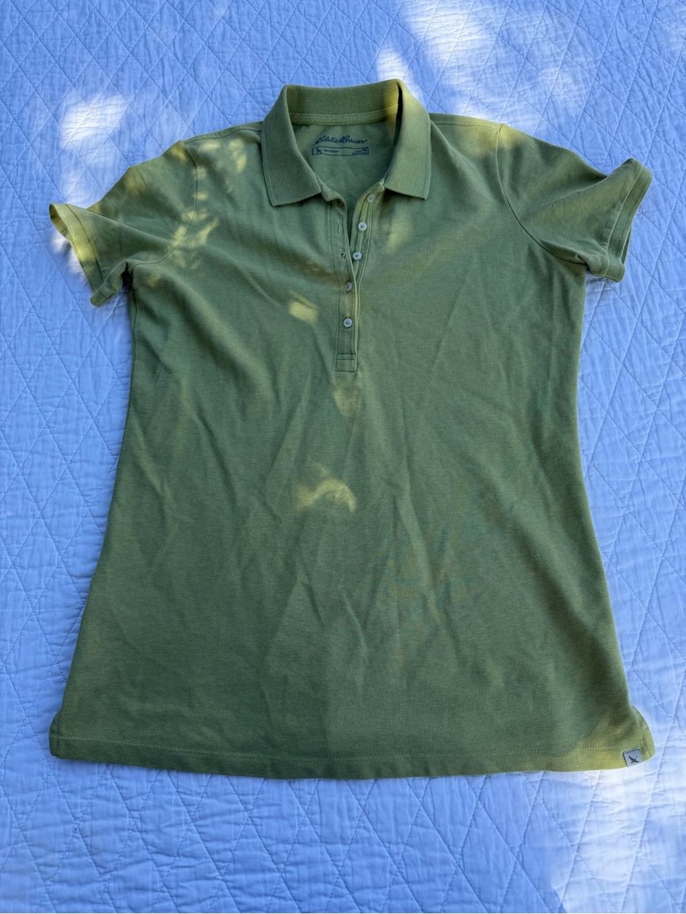 Eddie Bauer Green Short-Sleeve Button Polo